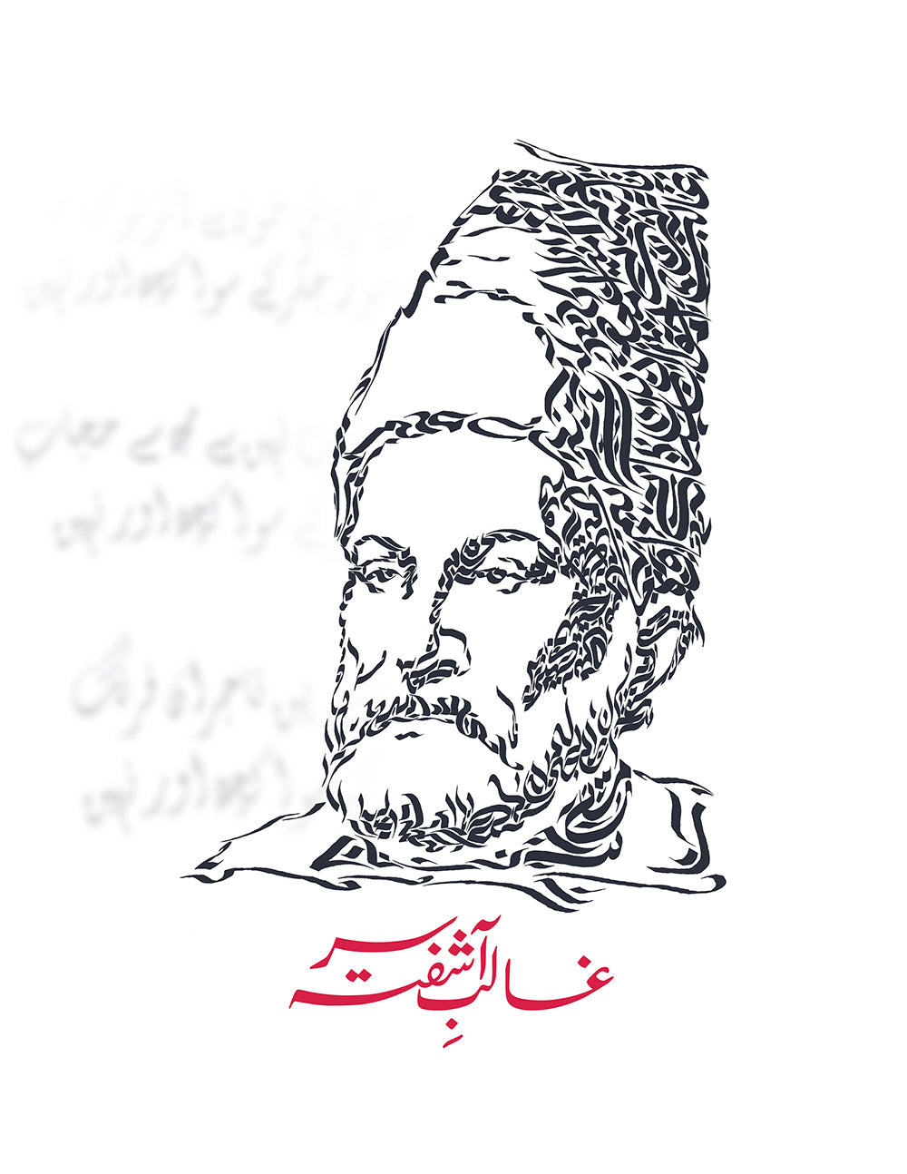 Mirza Ghalib Calligraphic Portrait Poster